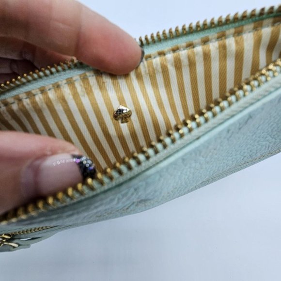 Kate Spade New York Light Blue Mint Green Pebbled Leather Crossbody Bag Purse - Picture 9 of 16